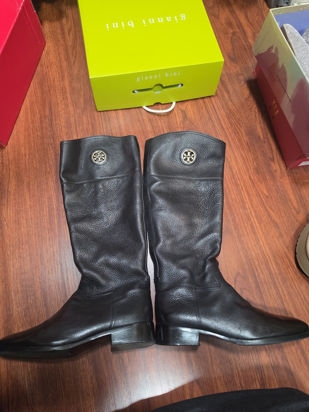 Tory Burch Black Leather Riding Boots